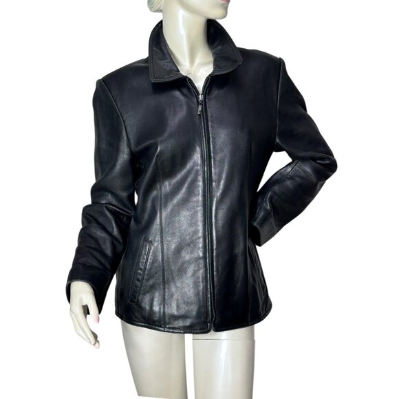 1990s Vintage black lambskin jacket by Adler Collection Size PM - Picture 1 of 9